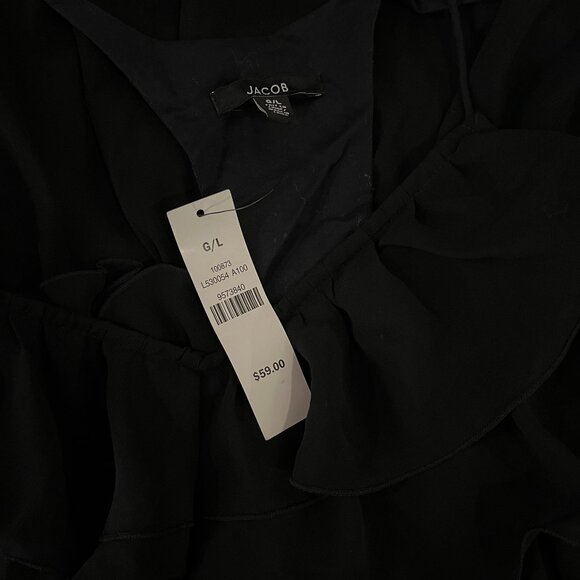 JACOB Women's Black Ruffle Spaghetti Strap Top - Size Large - NWT $59 - Picture 5 of 5